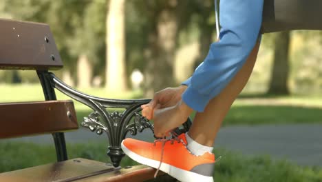 pretty brunette jogging in park