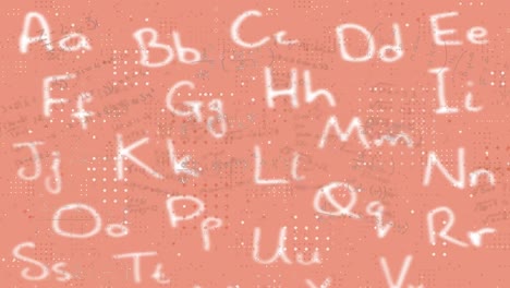 animazione di equazioni matematiche su lettere su sfondo rosa.