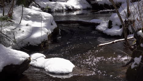 Pequeño-Arroyo-Fluye-Entre-Bancos-Nevados