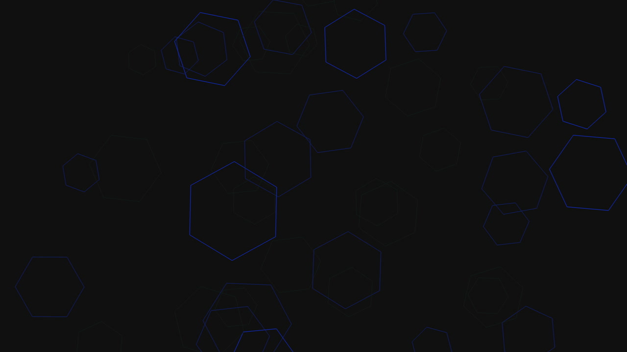 los patrones geométricos emergen en un lienzo negro con líneas azules