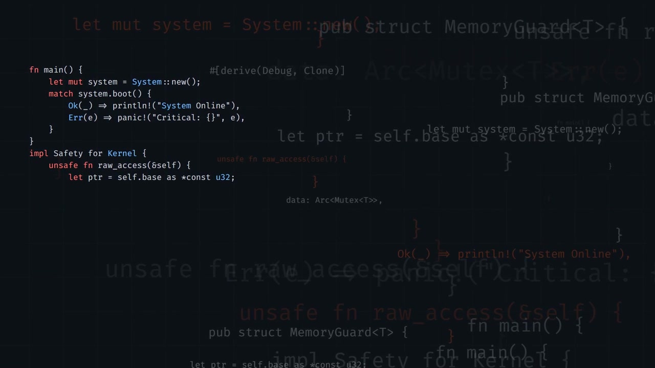 Interface van code-editor voor de programmeertaal Rust