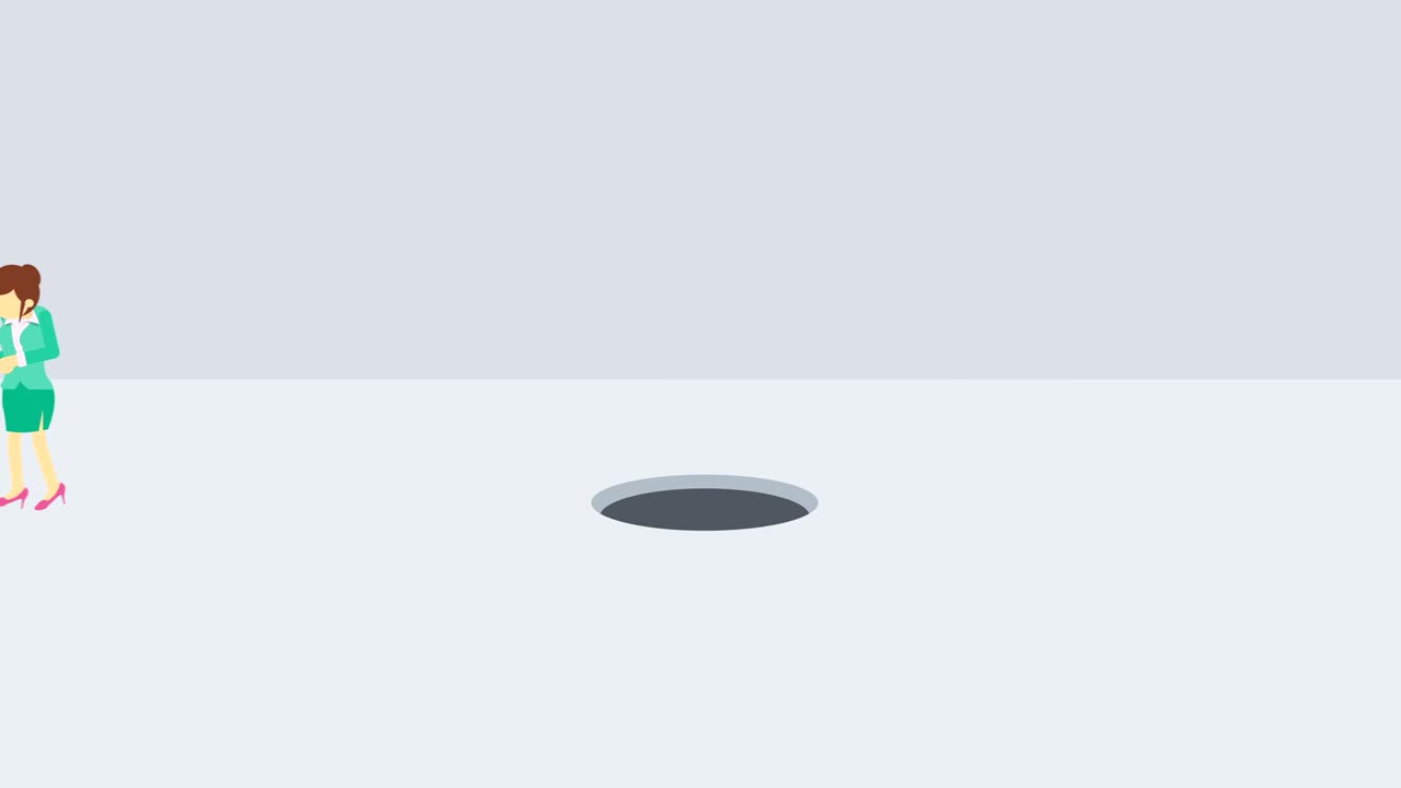 비즈니스 여자가 구을 뛰어넘습니다. 위험 개념. 평평한 스타일의 루프 일러스트레이션.