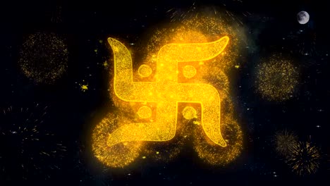 diwali element text wishes reveal from firework particles greeting card.
