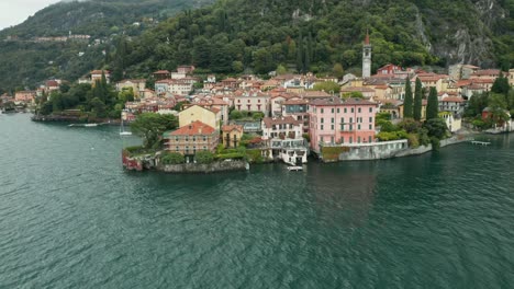 aerial: varenna town of the lake como