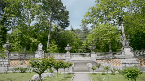 ornamental garden with stone structures