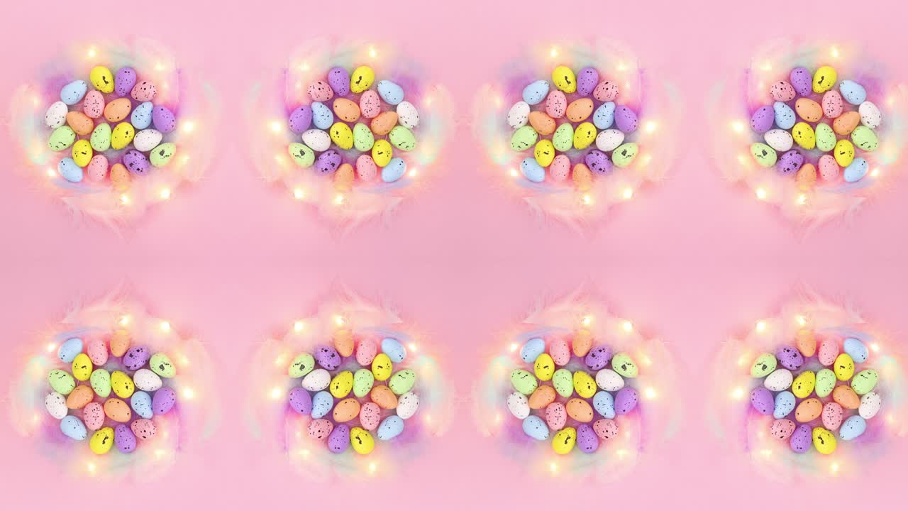 색의 부활절 달을 가진 둥지에 박이는 불빛. 움직임을 멈추십시오.