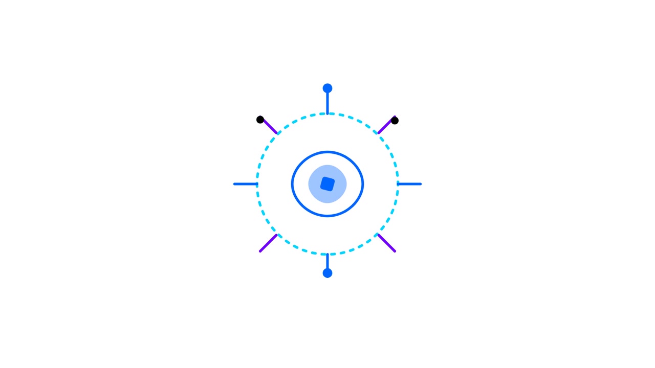 Abstract Animated Circular Graphic with Pulsing Nodes