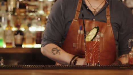 bartender preparing a bloody mary