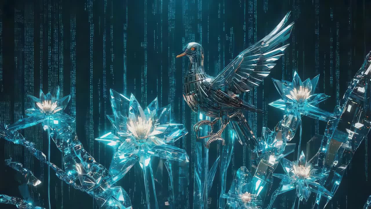 Mechanical Bird in Crystal Garden