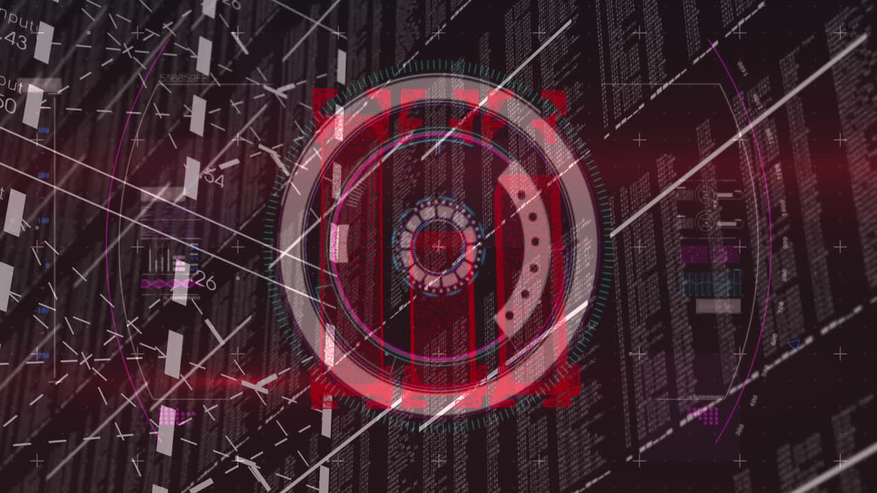 animación del escaneo del alcance y el procesamiento de datos financieros sobre un fondo negro