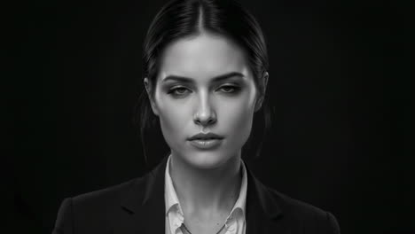 black and white portrait of a professional woman