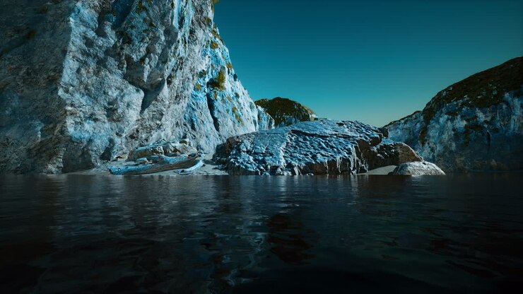 scogli rocciosi all'acqua fredda del mare