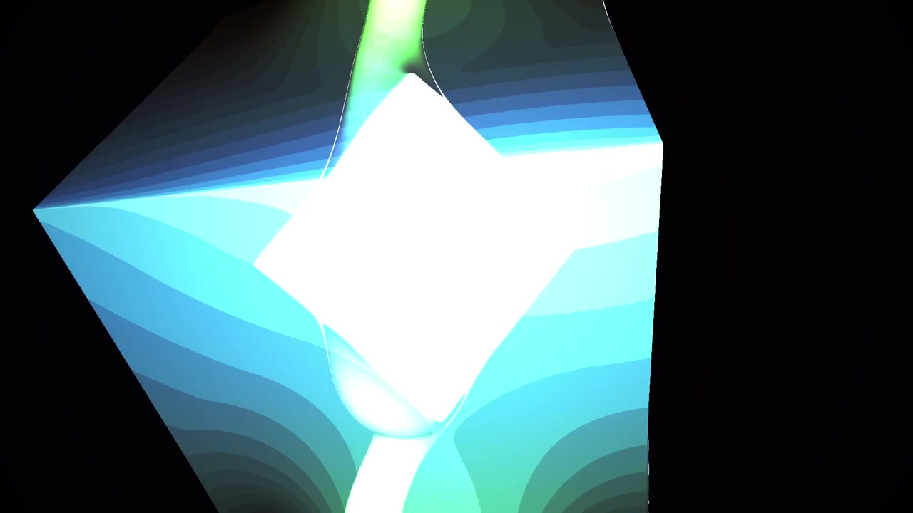Abstract Rotating Cube with Glowing Colorful Lines on Black Background
