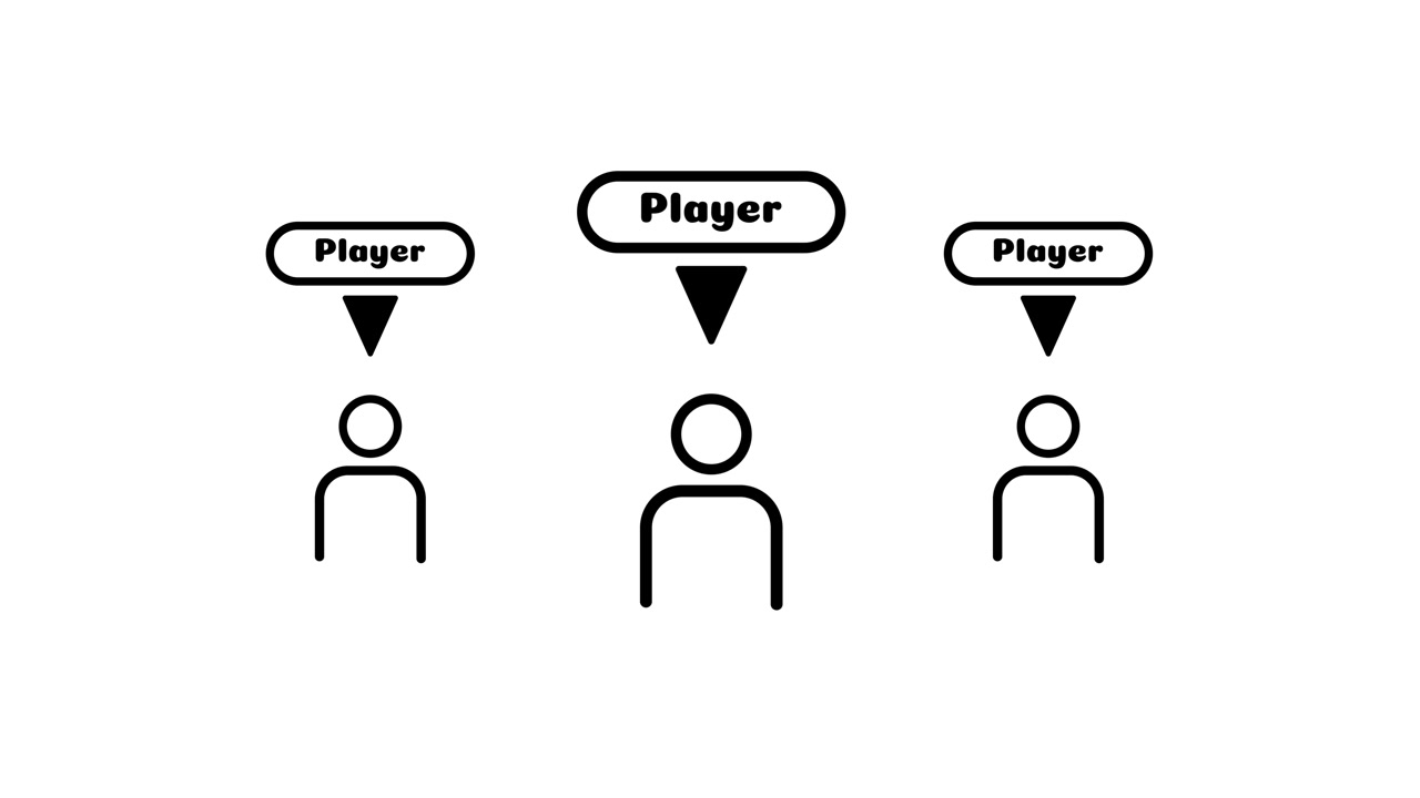 Player person icon selected animation isolated on white background