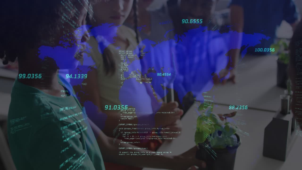 Animation of data processing over diverse schoolchildren