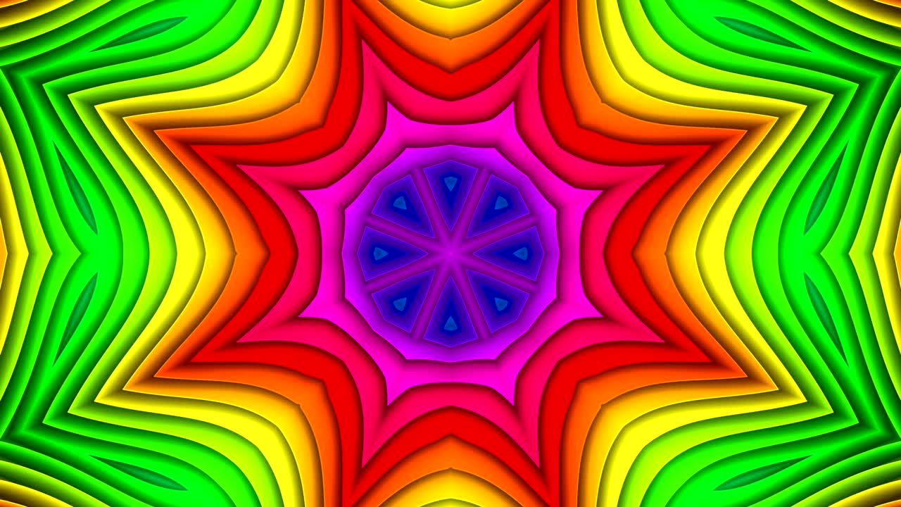 abstracto colorido patrón simétrico ornamental decorativo kaleidoscopio movimiento círculo geométrico y formas de estrellas