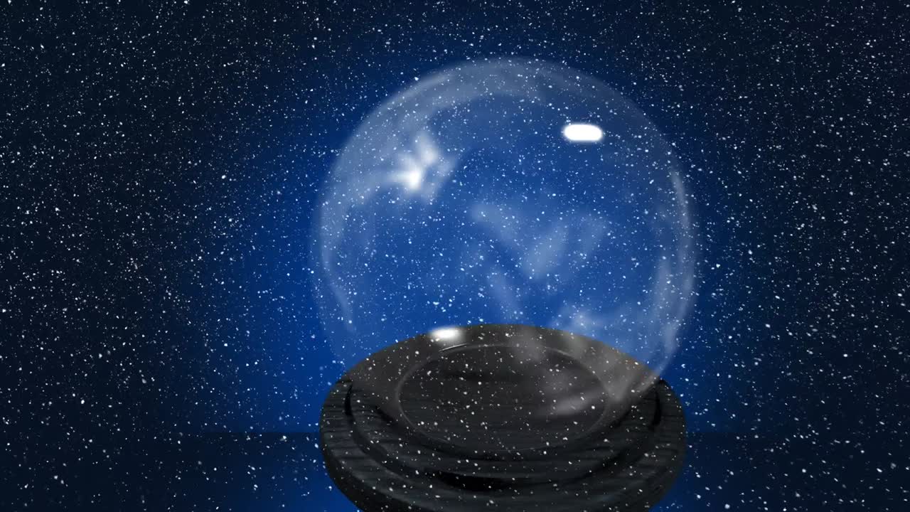 스노우 글로브 위에 내리는 눈의 애니메이션