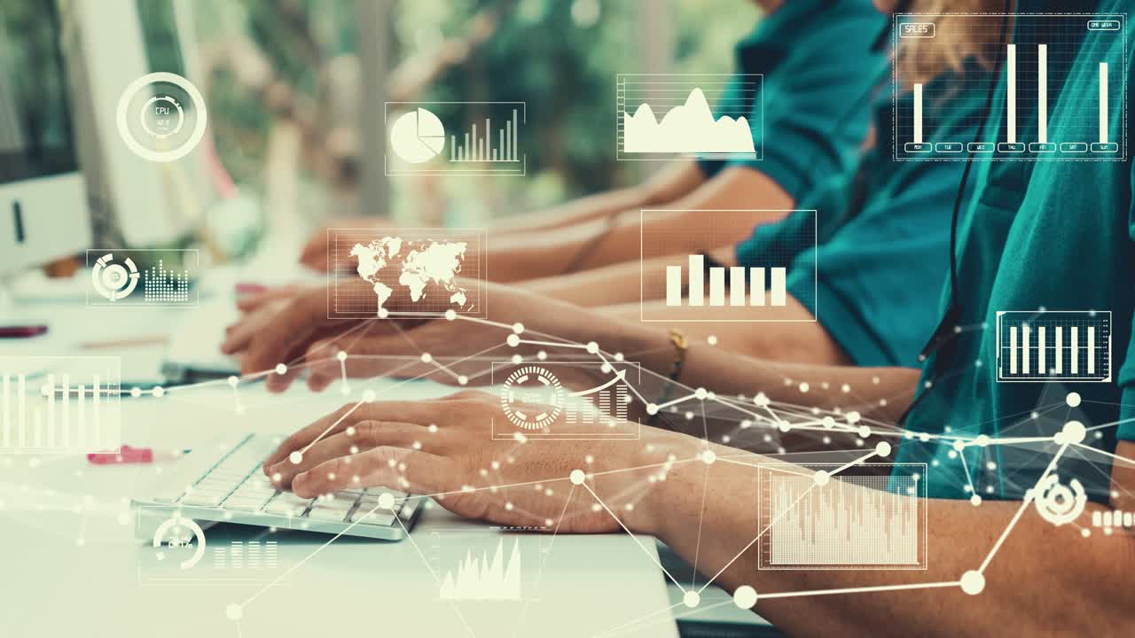 visual creativo de las personas de negocios en el trabajo en el escritorio de la computadora