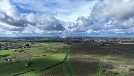 nuclear power near beaumont en veron aerial shot sunny day green grass