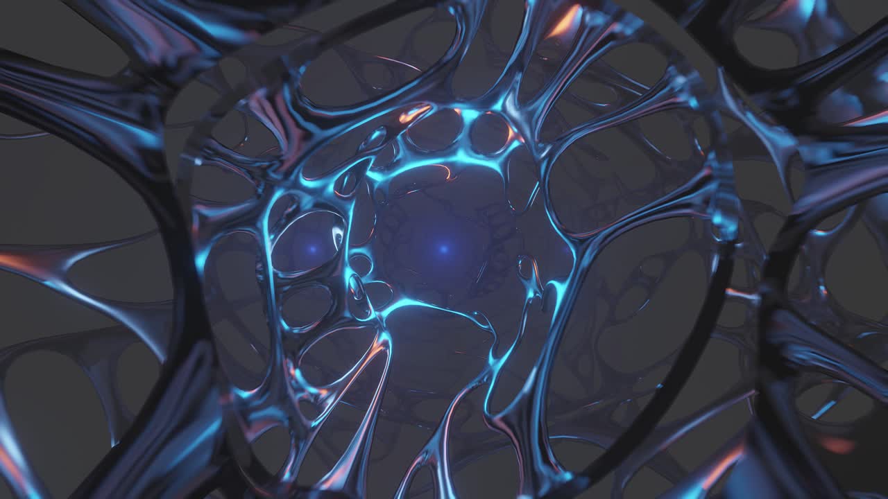 animación de efecto inmersivo psicodélico con patrones emitidos que representan un entorno biológico