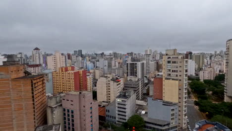 aerial view of a dense city on a cloudy day