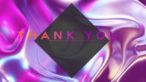 Thank you animation over vibrant purple and pink abstract swirl background