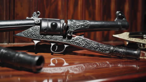 ornate antique guns on display