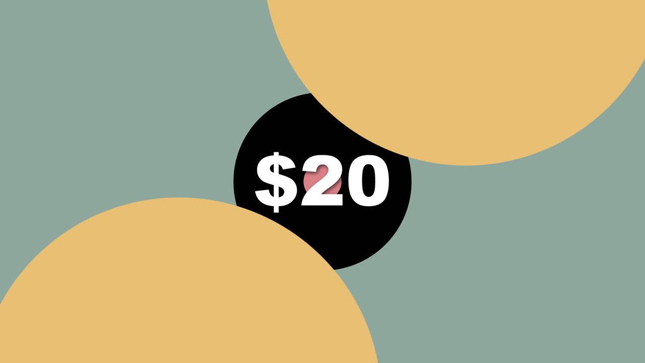 Esplora il vivace design che mostra un prezzo di 20 $ in un formato grafico accattivante