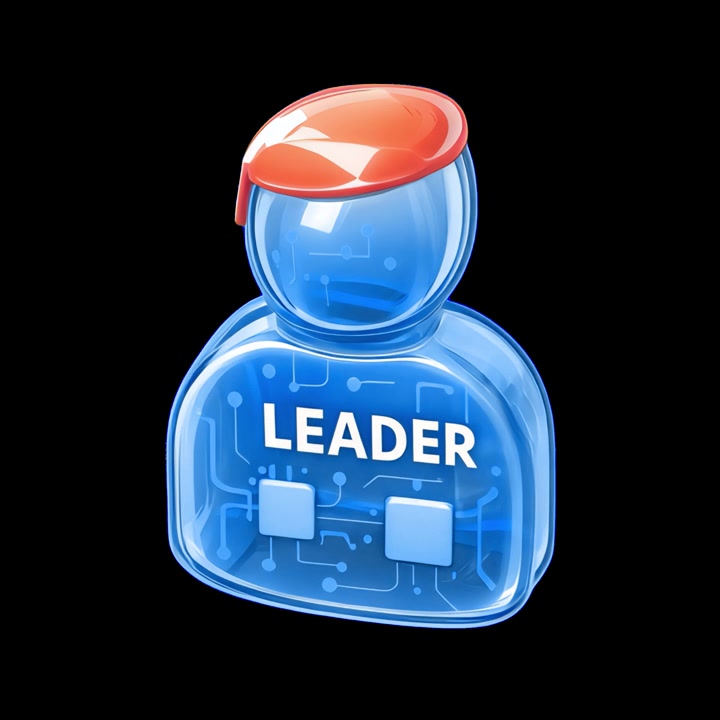 3D Animated Digital Leader Icon Rotating on Black Background