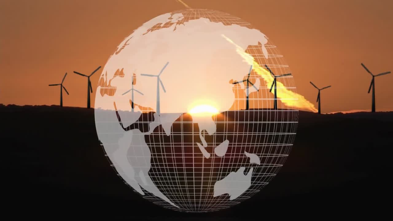 Digital composite of a world using sustainable energy source