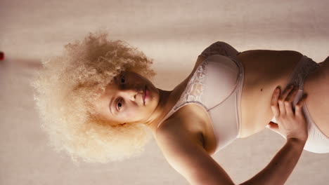 Vertical-Video-Of-Confident-Natural-Albino-Woman-In-Underwear-Promoting-Body-Positivity