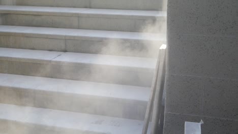 construction dust on outdoor stairs