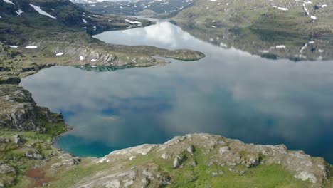 aerial view of the countless lakes on the strynfjellet mountain range