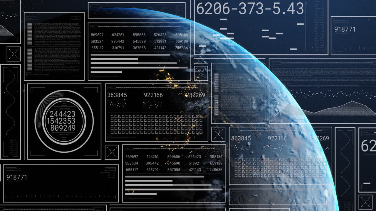 Animation of computing data processing over globe