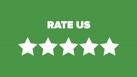 rating five stars. rate us. green background.