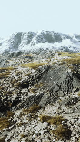 montañas cubiertas de nieve y paisajes rocosos