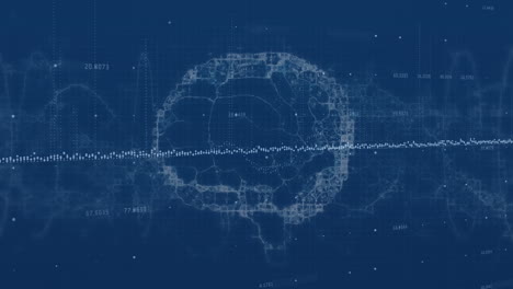 animación del procesamiento de datos sobre el cerebro humano
