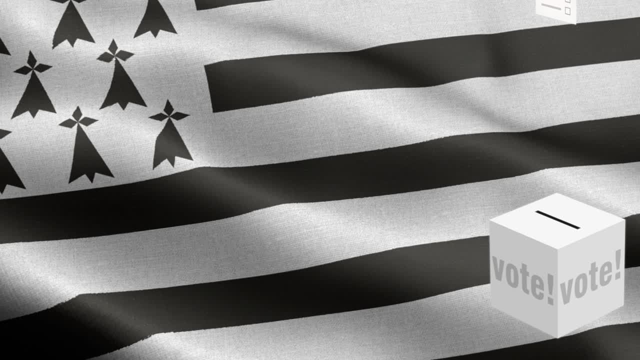 투표용지는 브리타니 선택을 위해 상자에 날아갑니다. - 발 앞에 있는 투표용지. - 선거. - 투표. - 브리타니아의 발. - 브里타니아 발 높은 세부 사항. - 국가 발 브리타냐의 파동 패턴. - 루프 가능한 요소. - 직물 질감과 끝없는 루프.