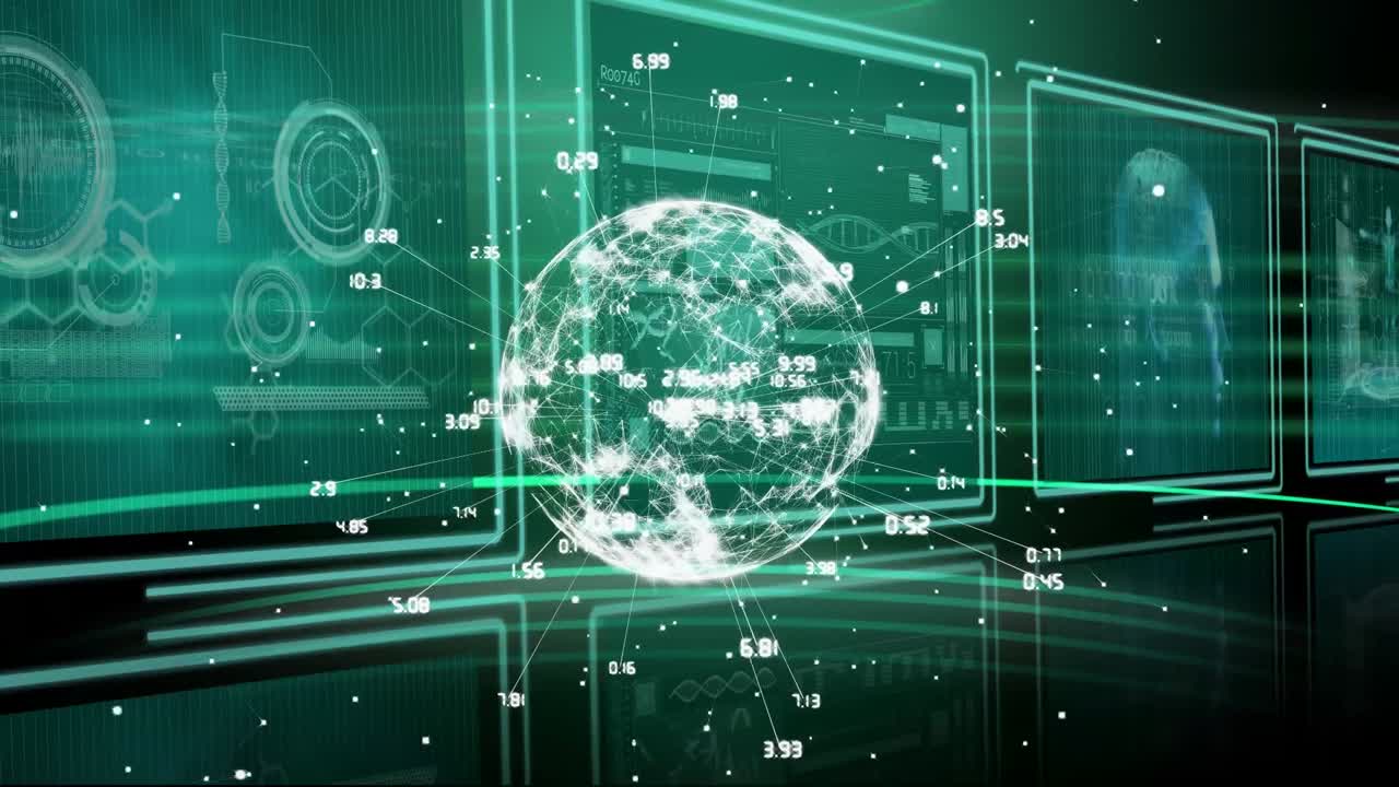 Digitally generated animation of a rotating globe