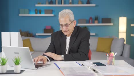 home office worker man waiting excited and cheerful.