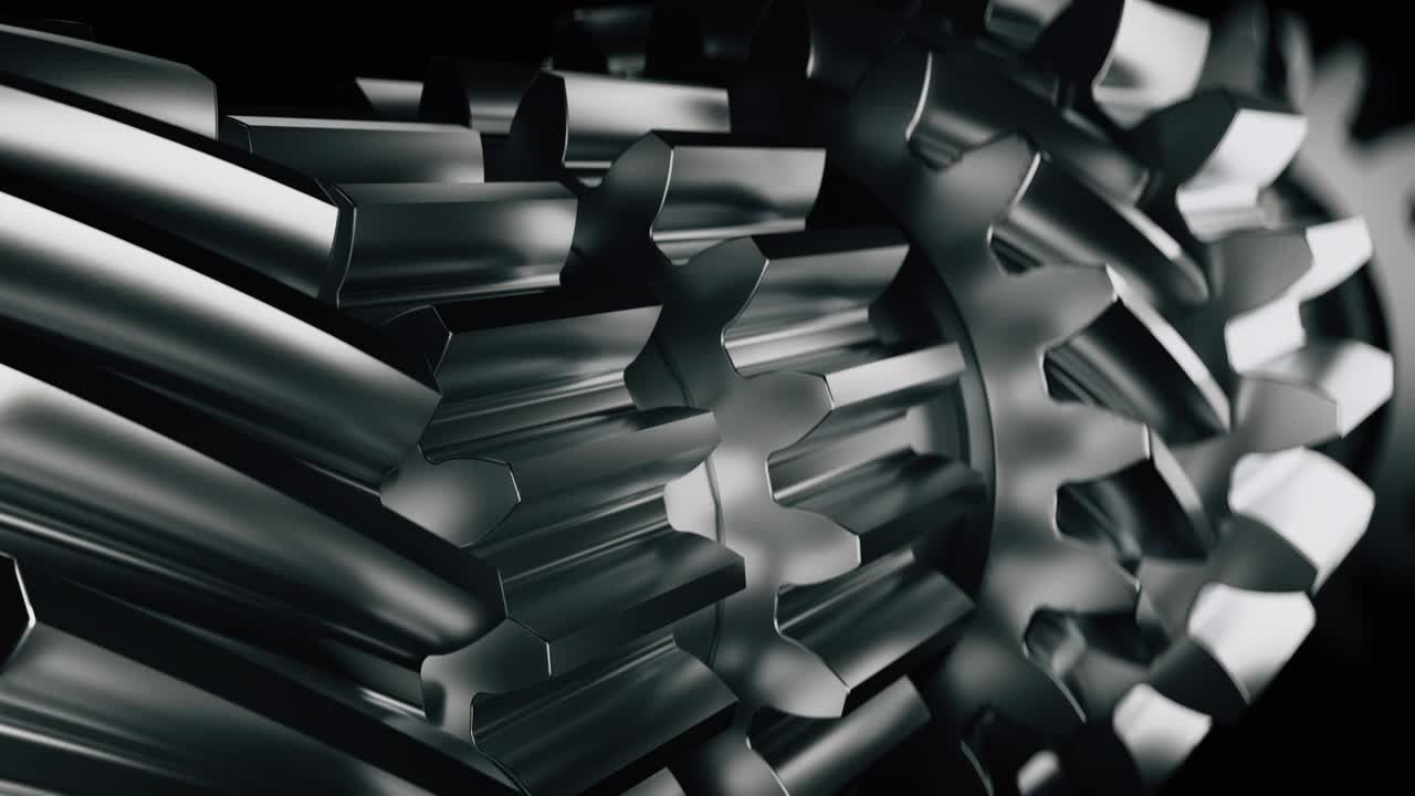 빠르게 회전하는 기계 기어, 작동하는 엔진, 바, 유지보수