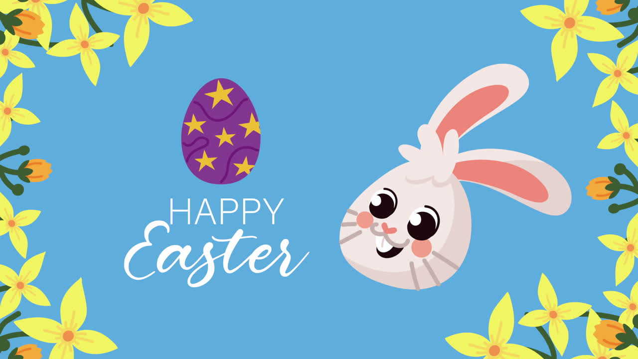 Happy Easter Illustration with Bunny and Egg