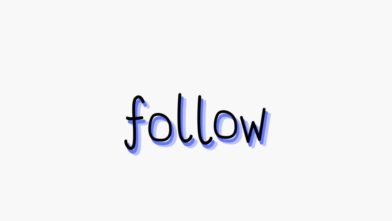 Animation of follow text with flashing lines on white background