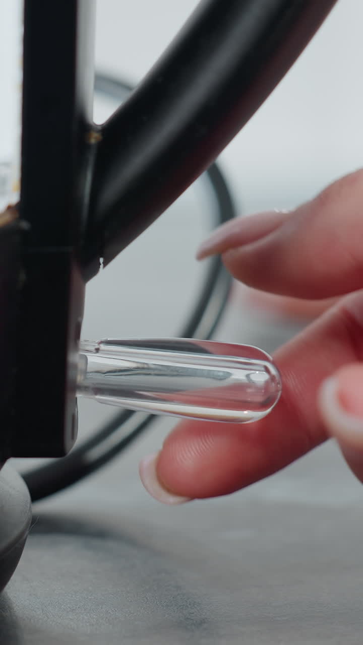 Close-up of electric water boiler heating up with bubbles rising in transparent glass kettle, steam starts forming as water reaches boiling point, hand adjusting switch for temperature control