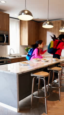 Family Time in Modern Kitchen and Building Floor Plan