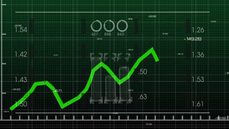 animación del procesamiento de datos sobre un fondo verde