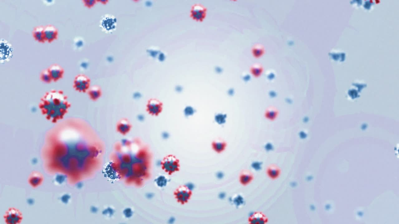 animación de las células del virus covid-19 en fondo blanco