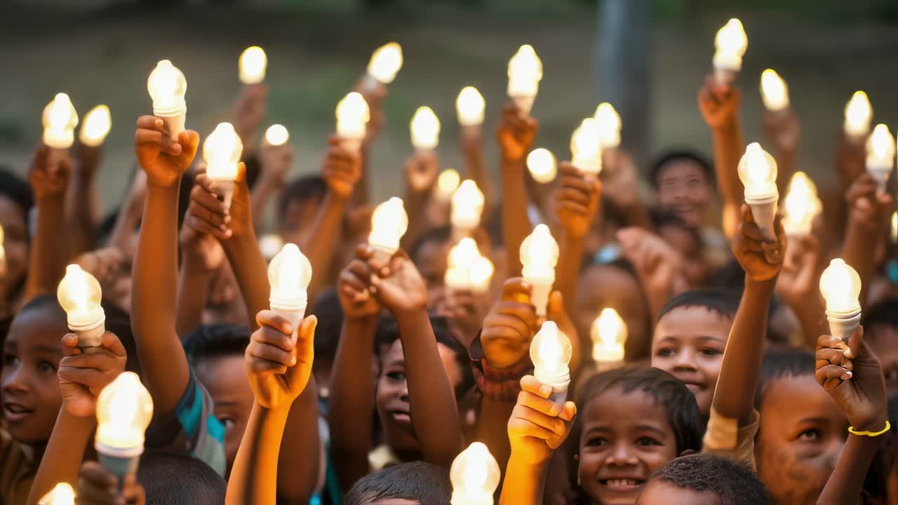 Children Holding Lights