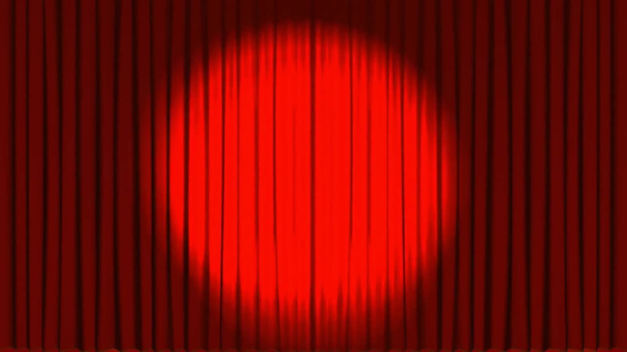 극장 커튼 오프닝과 스포트라이트의 애니메이션