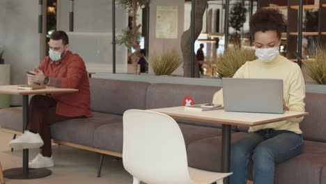 people maintaining covid-safety measures in coworking